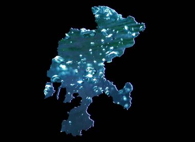 Hareket eden su görüntüsü ve siyah arkaplan ile Zacatecas durumunun haritası