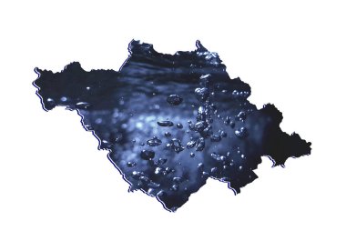 Hareket eden su görüntüsü ve beyaz arkaplan ile Tlaxcala durumunun haritası