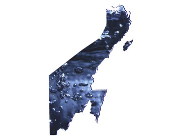 Hareket eden su görüntüsü ve beyaz arkaplan ile Quintana Roo durumunun haritası