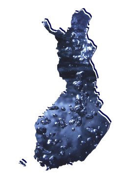 Finlandiya haritası hareketli su görüntüsü ve beyaz arkaplan