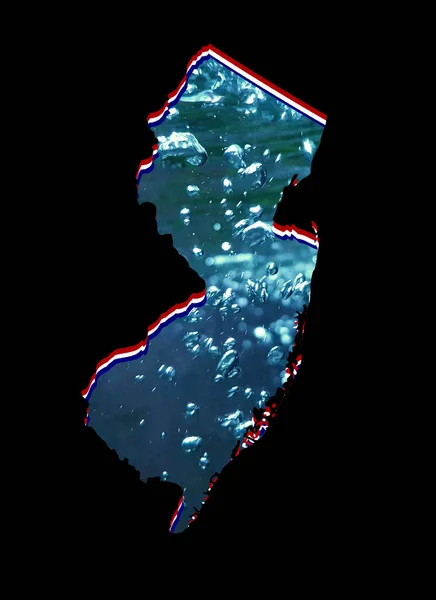 Carte État New Jersey Avec Image Eau Mouvement Fond Noir — Photo