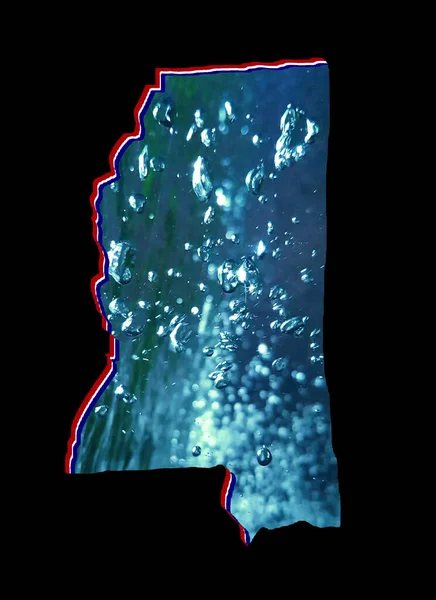Карта Штату Міссісіпі Рухомим Зображенням Води Чорним Фоном — стокове фото