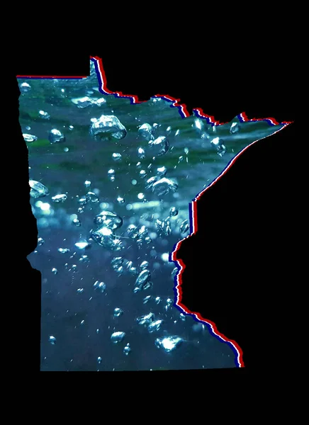 Térkép Minnesota Állam Mozgó Víz Kép Fekete Háttér — Stock Fotó
