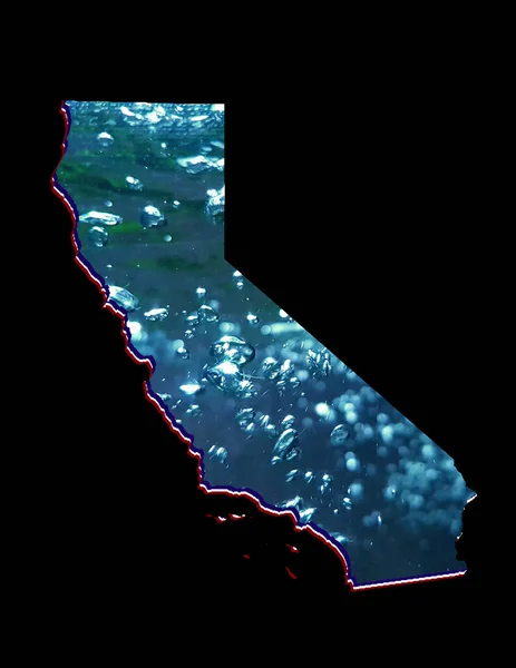 Kaart Van Californië Staat Met Bewegend Waterbeeld Zwarte Achtergrond — Stockfoto