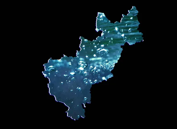 Karte Des Bundesstaates Queretaro Mit Bewegtem Wasserbild Und Schwarzem Hintergrund — Stockfoto