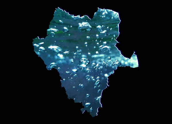 带移动水图像和黑色背景的杜兰戈州地图 — 图库照片