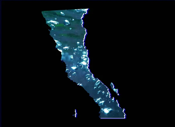 Mapa Estado Baja California Norte Com Imagem Água Movimento Fundo — Fotografia de Stock
