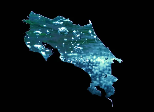 Mapa Kostariky Pohyblivým Vodním Obrazem Černým Pozadím — Stock fotografie
