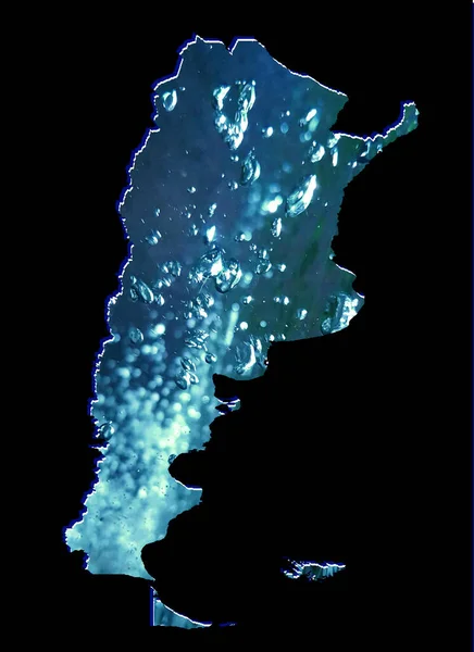 Mapa Argentina Com Imagem Água Movimento Fundo Preto — Fotografia de Stock