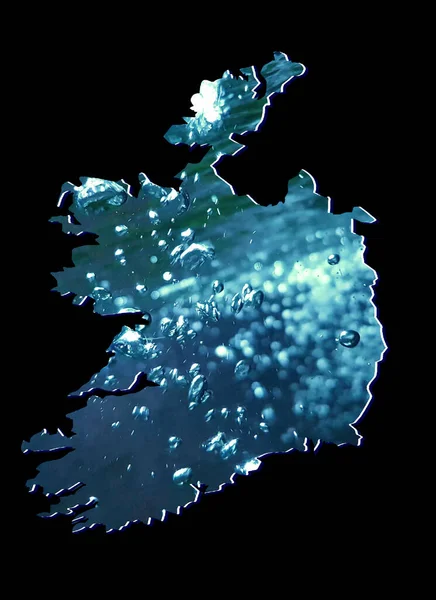 Карта Ирландии Движущимся Водным Изображением Черным Фоном — стоковое фото