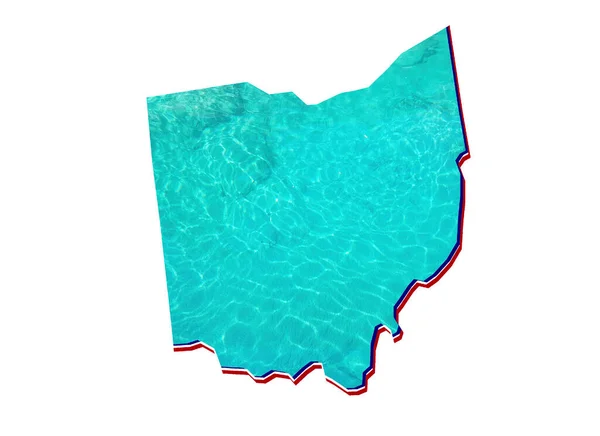 Χάρτης Της Πολιτείας Του Οχάιο Εικόνα Αντανάκλασης Νερού Aquamarine Χρώμα — Φωτογραφία Αρχείου