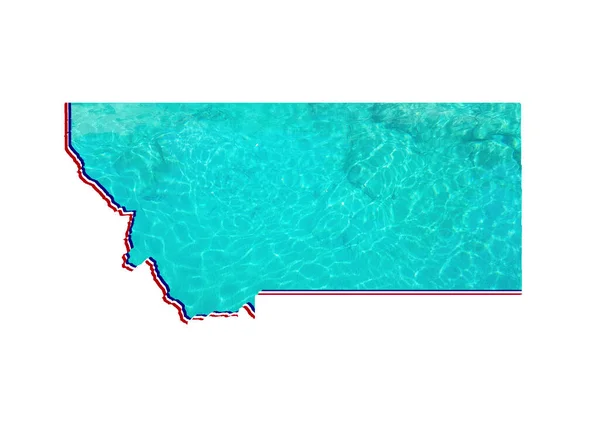 Карта Штату Монтана Дзеркалом Води Аквамариновому Кольорі Білому Фоні — стокове фото