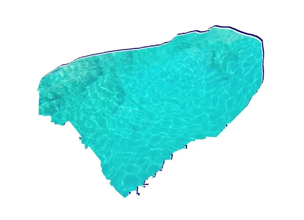 アクアマリンの色と白の背景に水の反射像を持つユカタン州の地図 — ストック写真