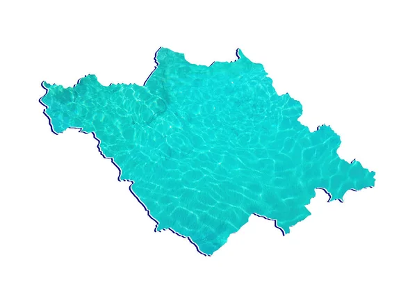 Mapa Státu Tlaxcala Odrazem Vody Akvamarínové Barvě Bílým Pozadím — Stock fotografie