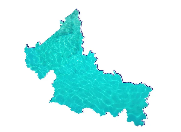 Mapa Státu San Luis Potosi Odrazem Vody Akvamarínové Barvě Bílým — Stock fotografie