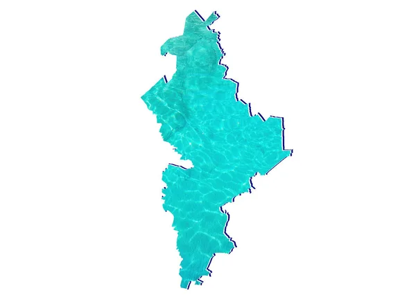 Mapa Stanu Nuevo Leon Odbiciem Wody Kolorze Akwamarynu Białym Tle — Zdjęcie stockowe
