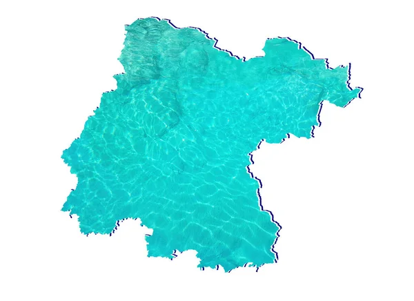 Map Guanajuato State Water Reflection Image Aquamarine Color White Background — Stock Photo, Image