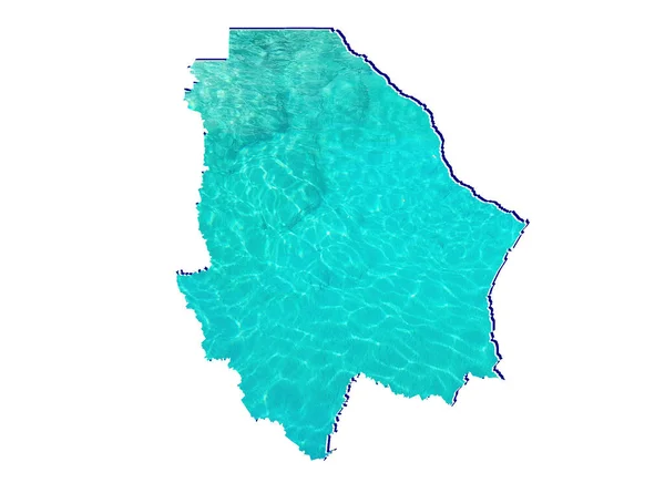 Karte Des Chihuahua Staates Mit Wasserreflexionsbild Aquamarinfarbe Und Weißem Hintergrund — Stockfoto