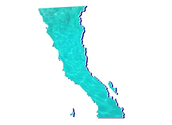 Karta Över Baja California Norte Staten Med Vatten Reflektion Bild — Stockfoto