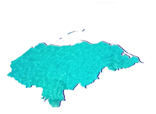 Mapa Hondurasu Odrazem Vody Obrázek Akvamarínové Barvě Bílým Pozadím — Stock fotografie