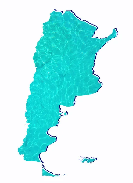 Mapa Argentina Con Imagen Reflejo Agua Color Aguamarina Fondo Blanco —  Fotos de Stock