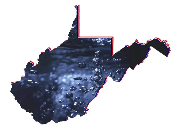 Mapa Státu Západní Virginie Pohyblivým Vodním Obrazem Bílým Pozadím — Stock fotografie