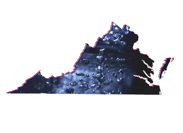 Карта Штату Вірджинія Рухомим Зображенням Води Білим Фоном — стокове фото