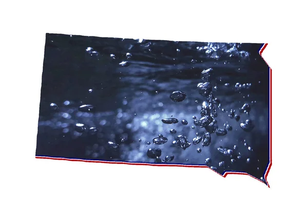 Карта Штату Південна Дакота Рухомим Зображенням Води Білим Фоном — стокове фото