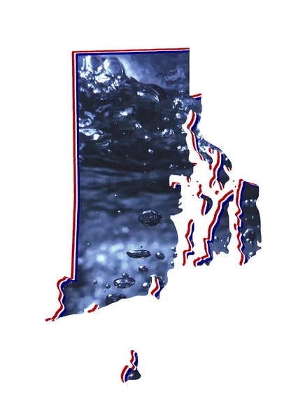 ロードアイランド州の地図水の画像と白い背景 — ストック写真