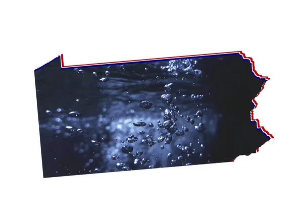 Mapa Státu Pensylvánie Pohyblivým Vodním Obrazem Bílým Pozadím — Stock fotografie