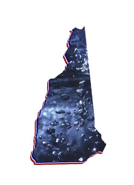 Kaart Van New Hampshire Staat Met Bewegend Water Afbeelding Witte — Stockfoto