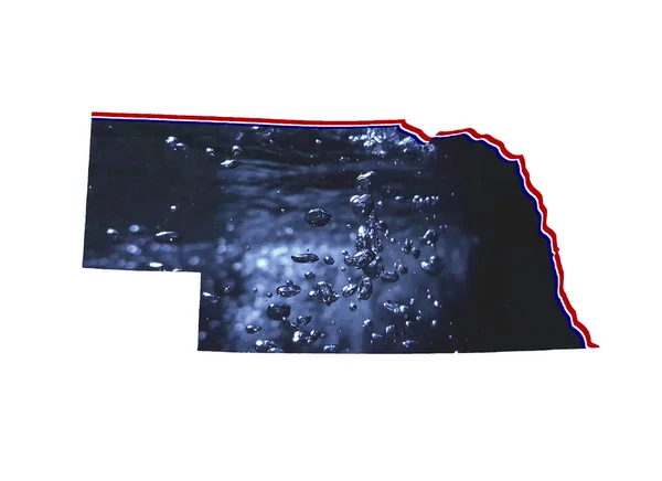 Mappa Dello Stato Del Nebraska Con Immagine Movimento Dell Acqua — Foto Stock