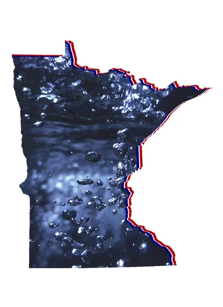 Mapa Státu Minnesota Pohyblivým Vodním Obrazem Bílým Pozadím — Stock fotografie