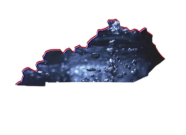 Kaart Van Kentucky Staat Met Bewegend Waterbeeld Witte Achtergrond — Stockfoto
