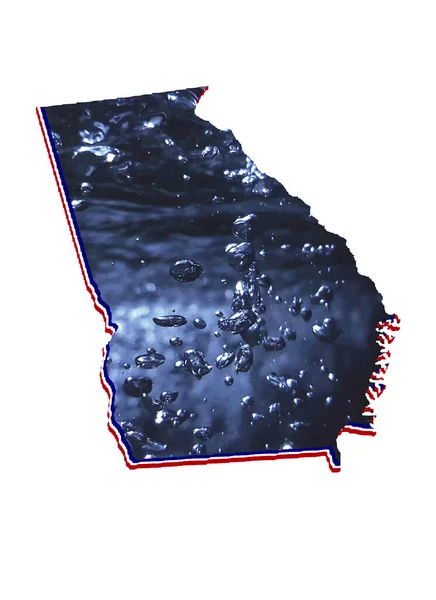 Χάρτης Της Πολιτείας Της Γεωργίας Κινούμενη Εικόνα Νερού Και Λευκό — Φωτογραφία Αρχείου