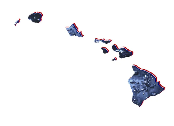 Mapa Estado Havaí Com Imagem Água Movimento Fundo Branco — Fotografia de Stock