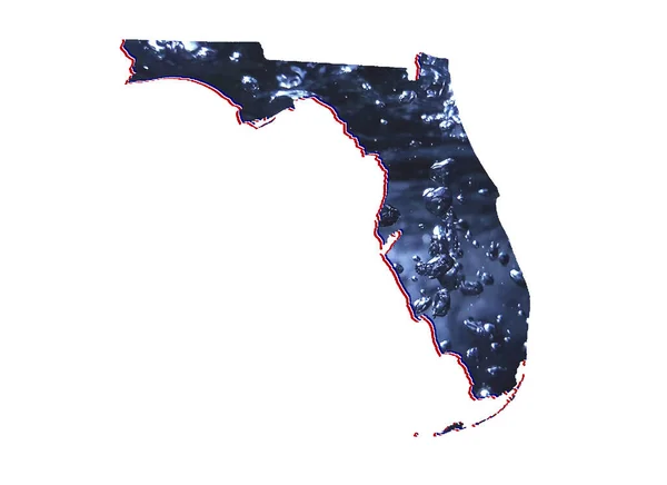 Mapa Státu Florida Pohyblivým Vodním Obrazem Bílým Pozadím — Stock fotografie