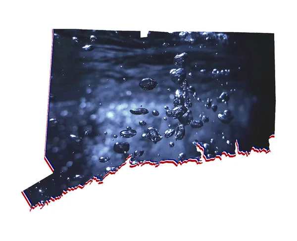 Карта Штату Коннектикут Рухомим Зображенням Води Білим Фоном — стокове фото