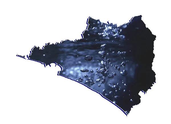 科利马州地图 带有流动水图像和白色背景 — 图库照片