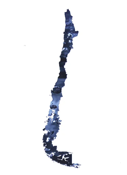 Kaart Van Chili Met Bewegend Waterbeeld Witte Achtergrond — Stockfoto