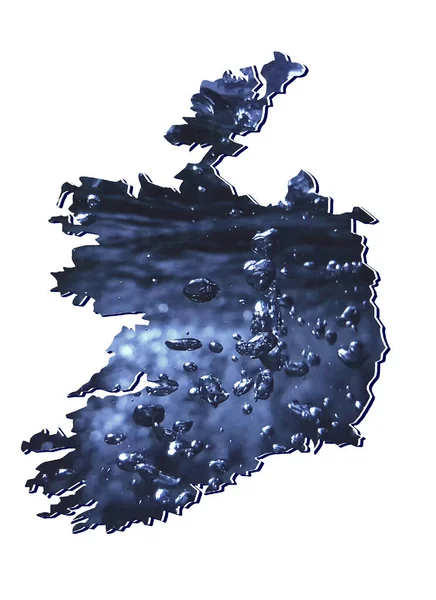 Mappa Dell Irlanda Con Immagine Movimento Dell Acqua Sfondo Bianco — Foto Stock