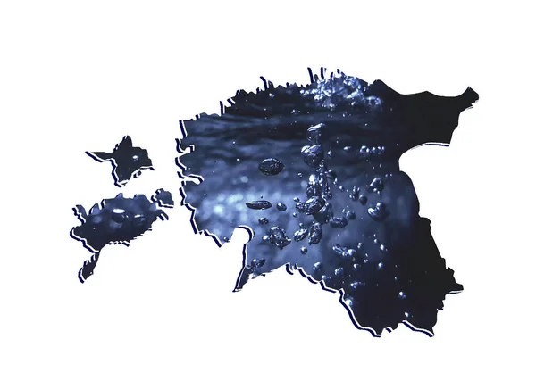 Карта Эстонии Движущимся Водным Изображением Белым Фоном — стоковое фото