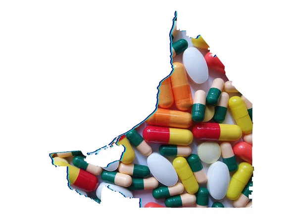 Карта Штата Кампече Лекарственными Таблетками Белым Фоном — стоковое фото