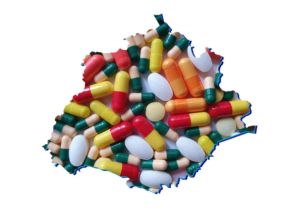 Mapa Aguascalientes Stav Léky Pilulky Bílým Pozadím — Stock fotografie