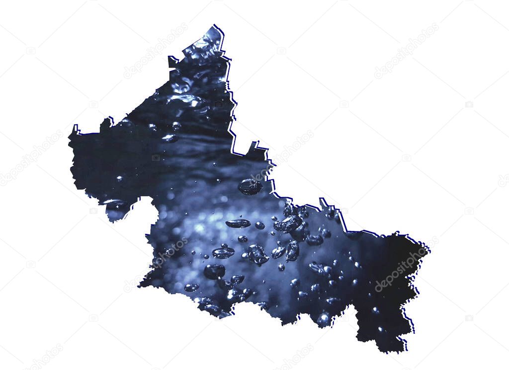 map of San Luis Potosi state with moving water image and white background