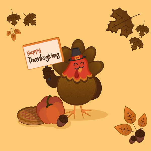 Thanksgiving day card turkey — Stock Vector