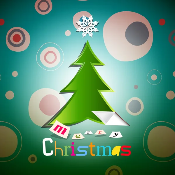 Christmas Card. Xmas Vector with Tree. — Stock Vector