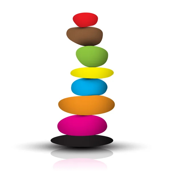 Pierres Zen colorées - tas de cailloux isolés sur fond blanc Illustration vectorielle — Image vectorielle
