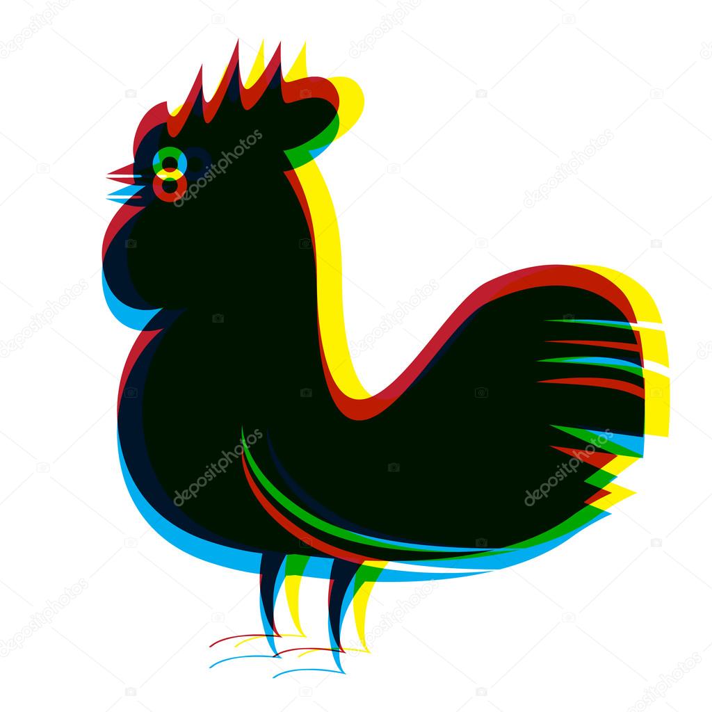 Rooster Abstract Vector RGB Digital Psychedelic Illustration