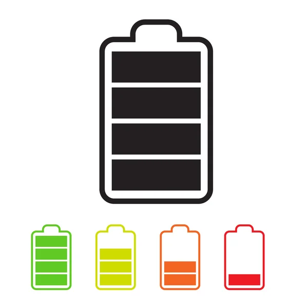 Icone della batteria. Set di simboli semplici della durata della batteria vettoriale . — Vettoriale Stock